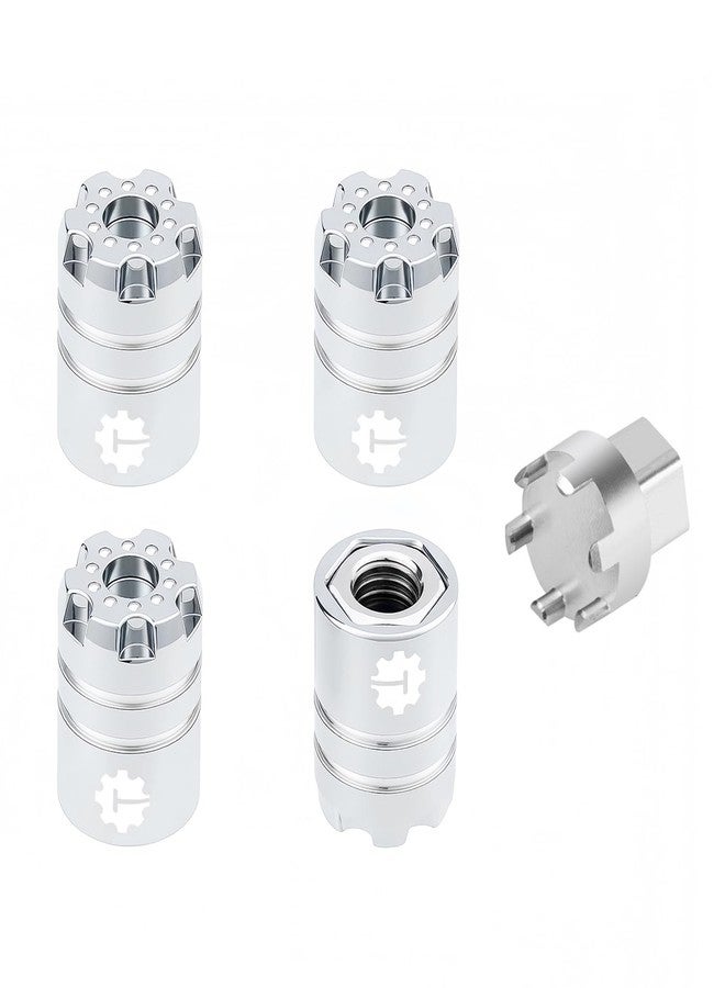 TCRC 4PCS Aluminum M5 Nut Wheel Rim Center Cap Manual Locking Hubs for Axial 1/8 AXP8 Gilamon Trail Buggy Upgrade,Chrome - Image 1
